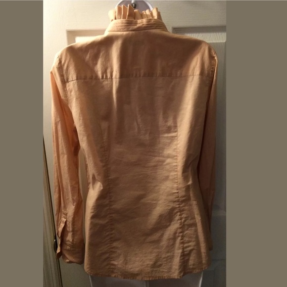 J. CREW Christen Ruffle Tuxedo Blouse Blush Pink Neckline Button Up Shirt Top - Picture 8 of 8